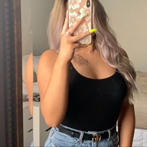 Black strappy bodysuit